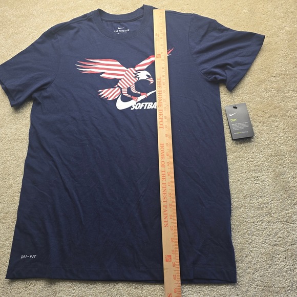 Nike Dri-FIT Softball T Shirt Eagle USA Flag Graphic Navy Blue Women's - Picture 6 of 7